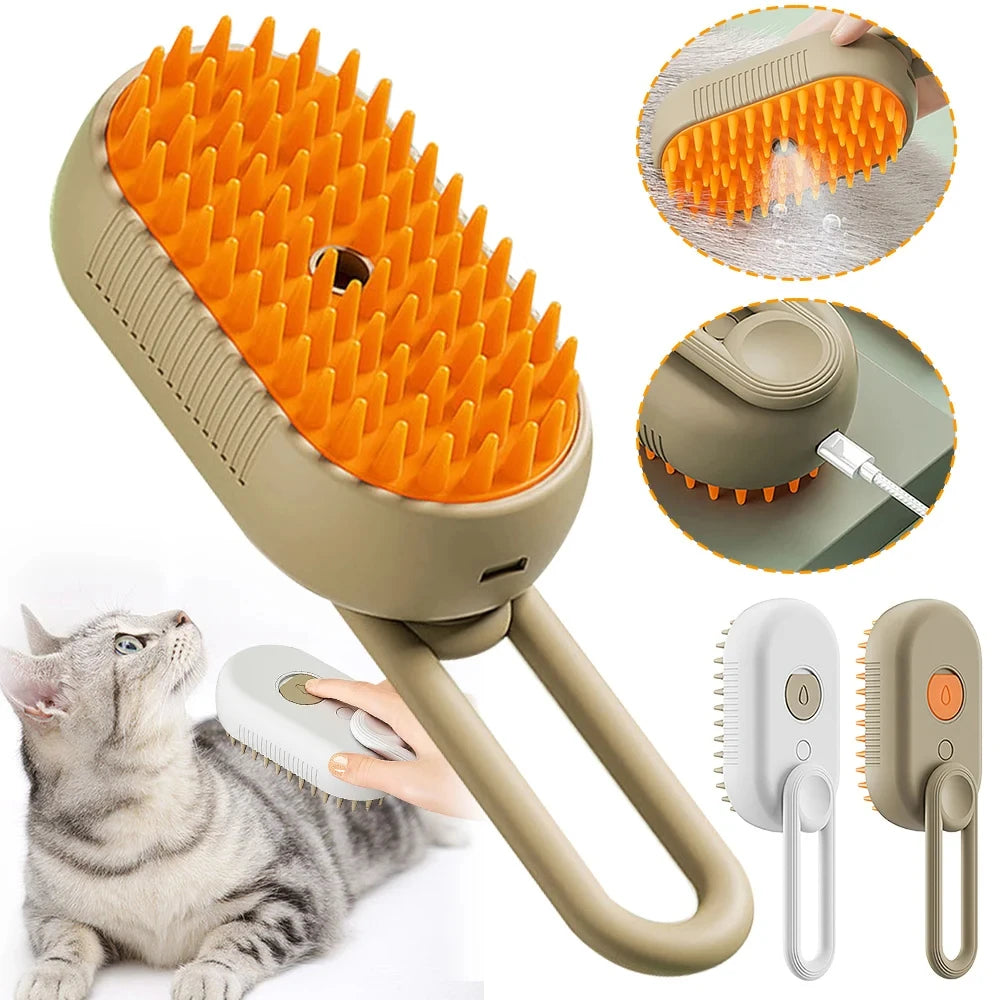 Votre chat perd ses poils partout dans la maison découvrez la brosse vapeur magique qui enlève les poils morts, nettoie et masse votre animal en même temps